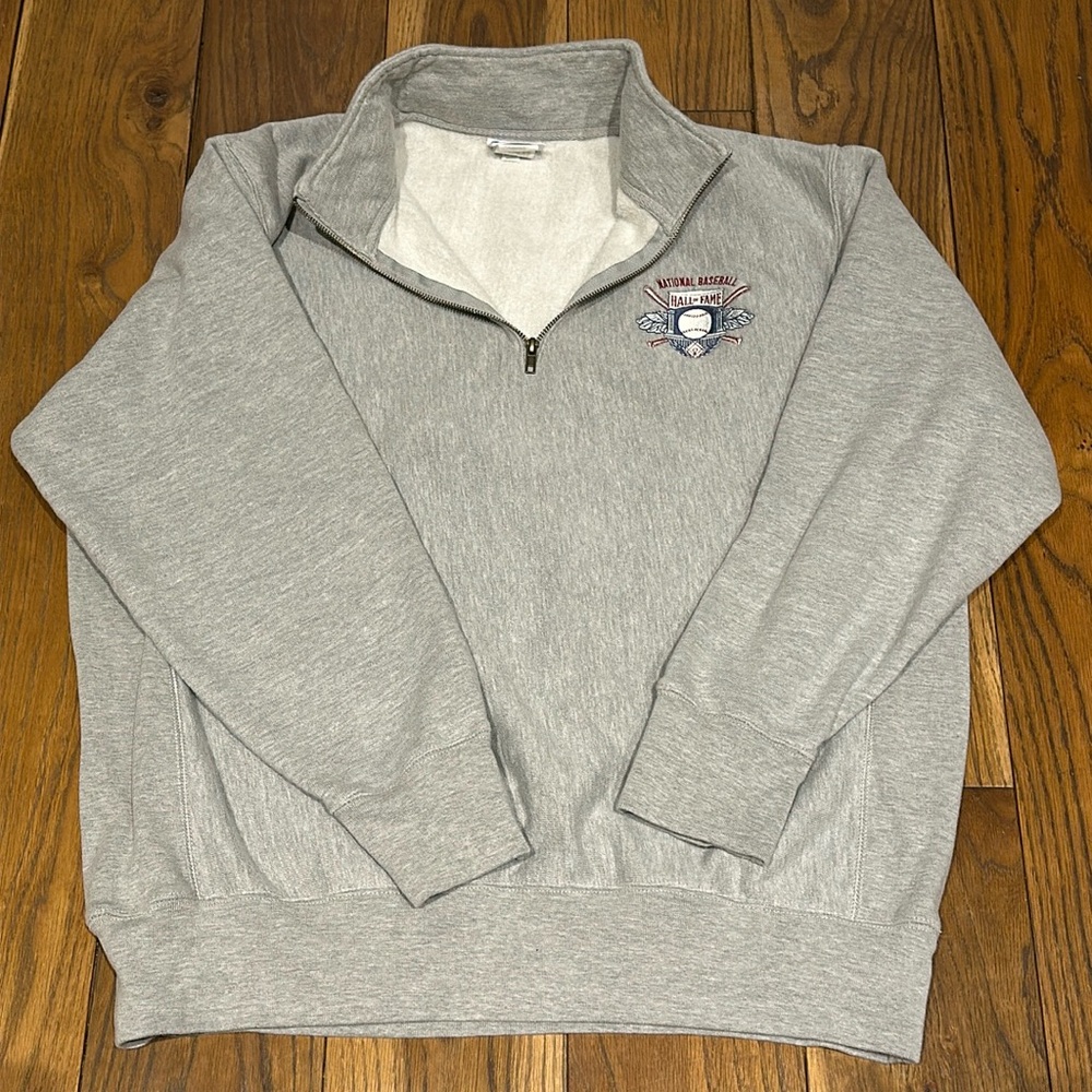 National Baseball Hall of Fame quarter zip sweatshirt - Champion Brand 2XL Gray